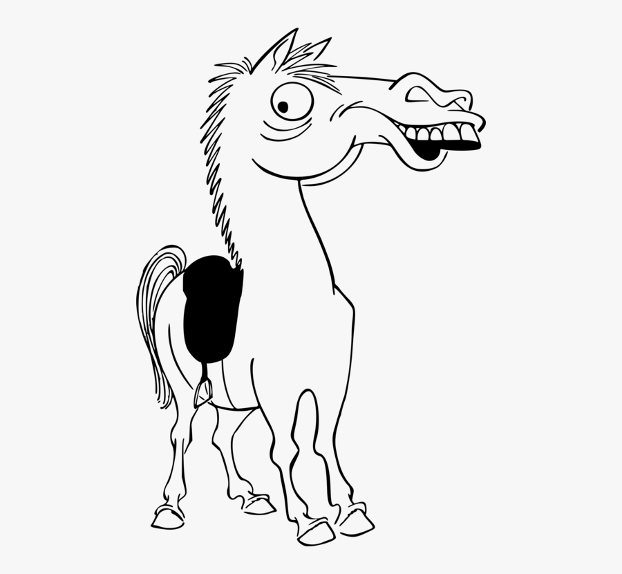Art,monochrome Photography,beak - Cartoon Draw Caricature Horses, Transparent Clipart