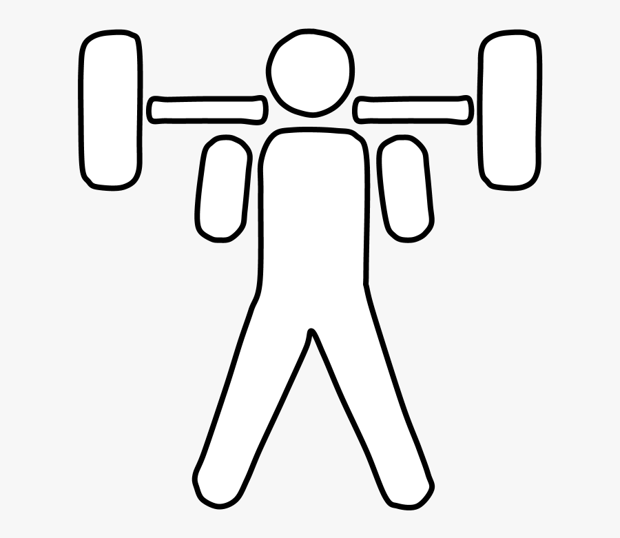 Weightlifter, Barbell, Black And White - Line Art, Transparent Clipart