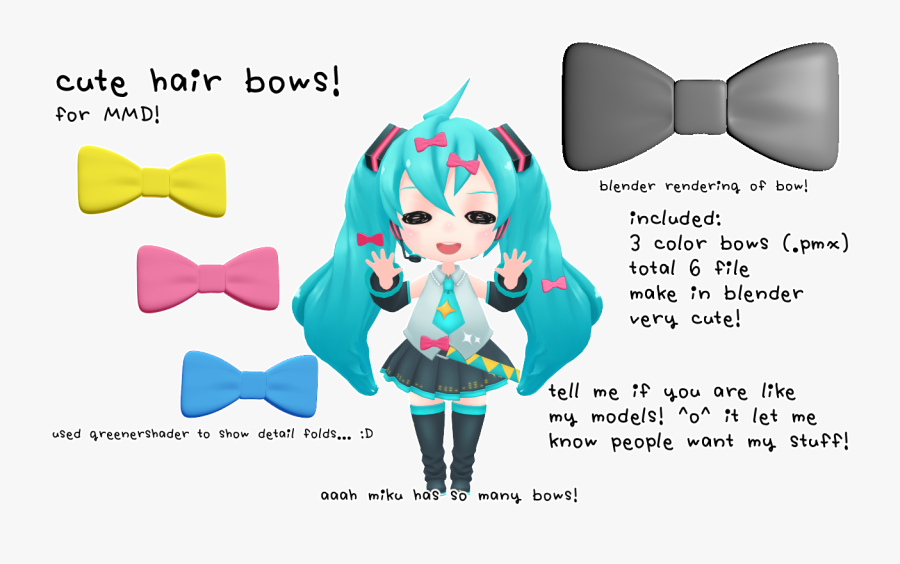 Clipart Download Mmd Dl Hair By - Mmd Cute Hair Bow, Transparent Clipart