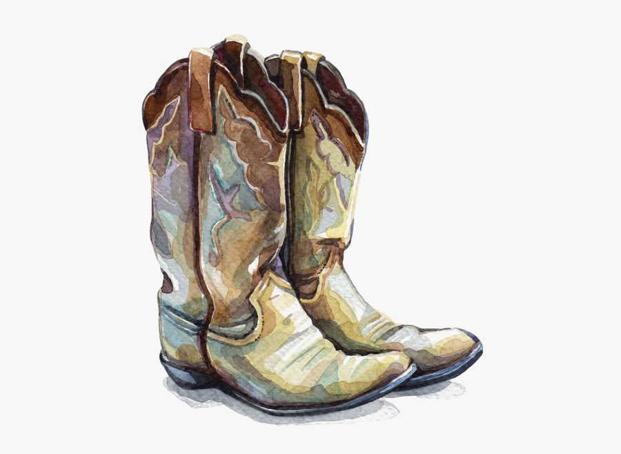 Clip Art Painted Cowboy Boots - Watercolor Cowgirl Boots 