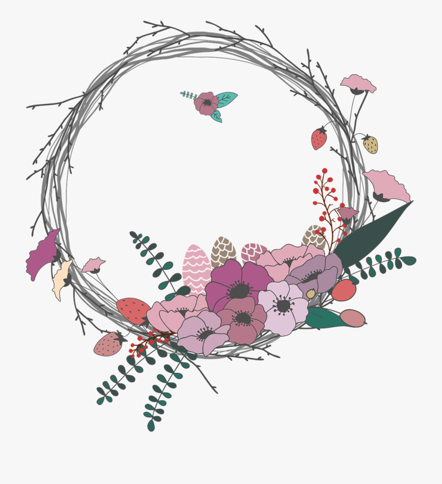 Spring Flower Wreath Clipart, Transparent Clipart