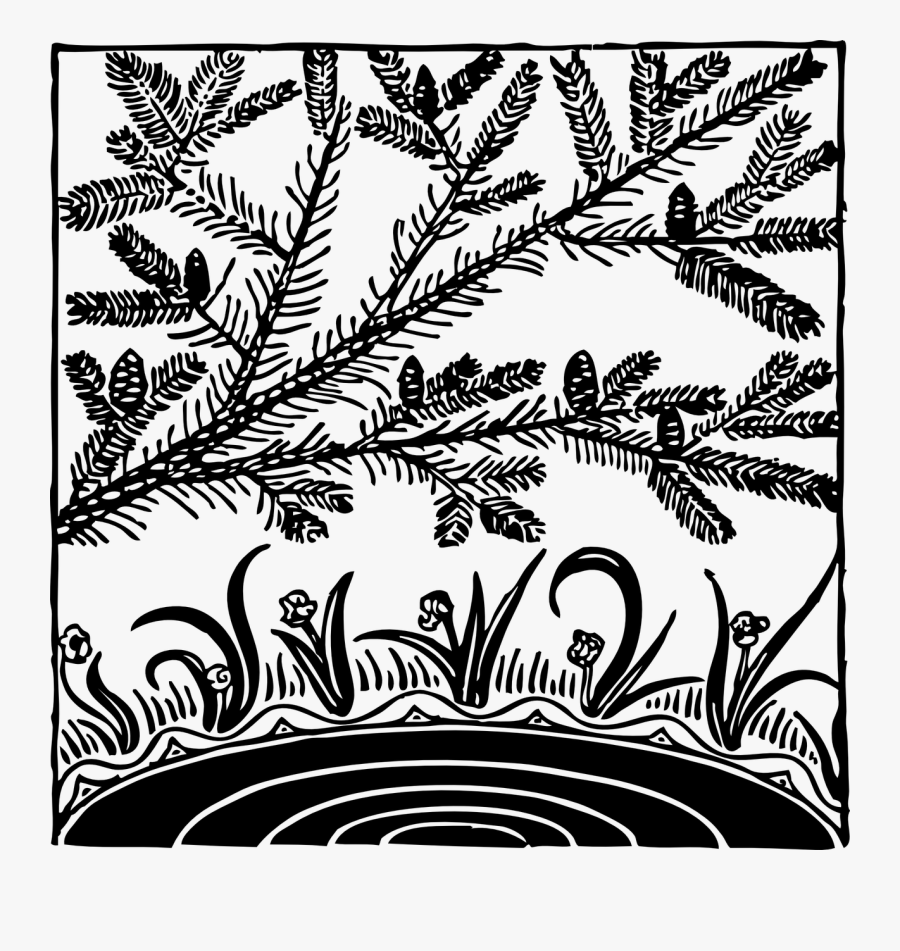 Free Vector Pine Over Pond Clip Art, Transparent Clipart
