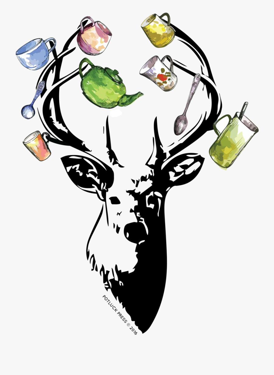 Dishtowel Summer2016 Final-04 - Deer Head Silhouette, Transparent Clipart