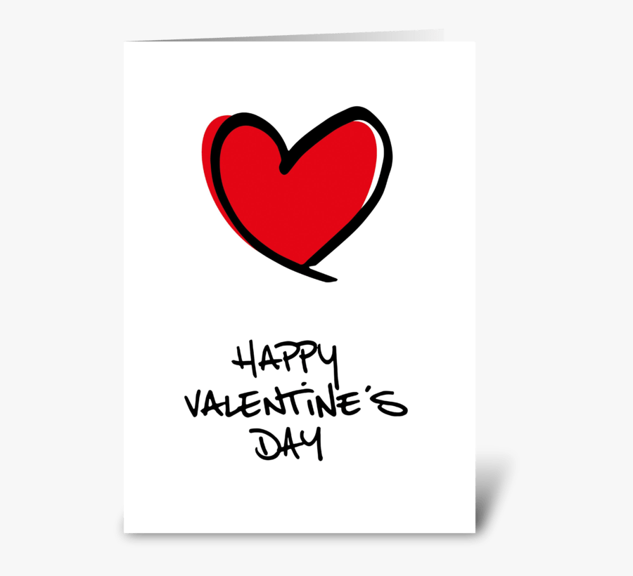 Big Red Heart Happy Valentine"s Day Greeting Card - Heart, Transparent Clipart