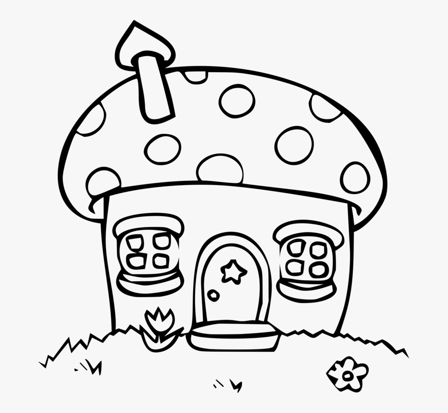 Transparent Libro Clipart - Mushroom House Vector Black And White, Transparent Clipart