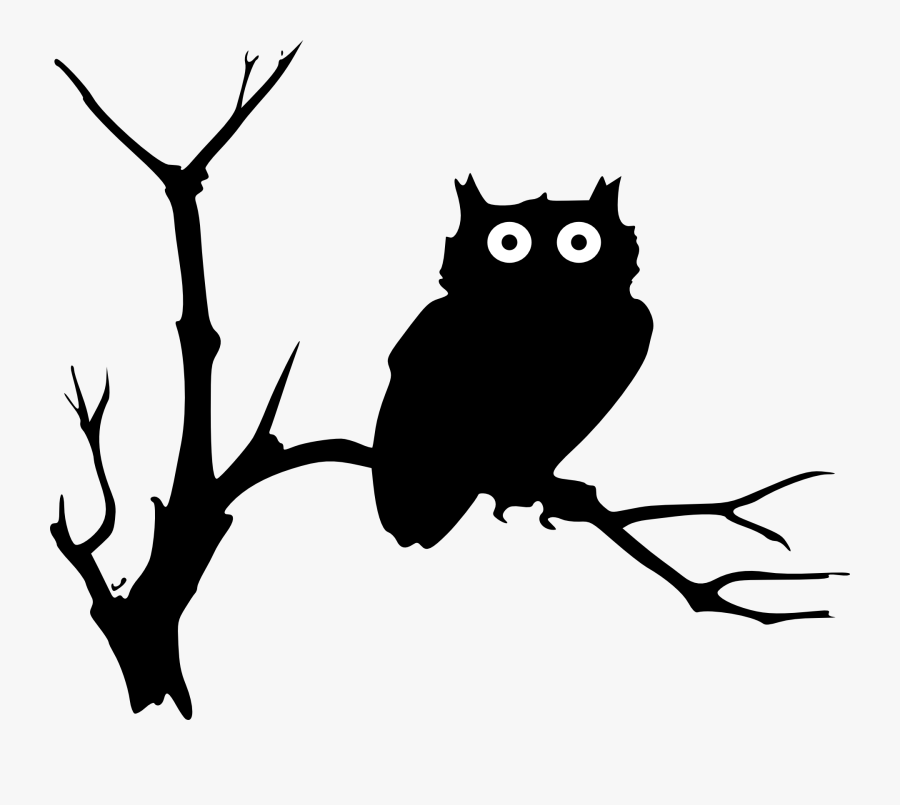 Owl On Branch Silhouette, Transparent Clipart