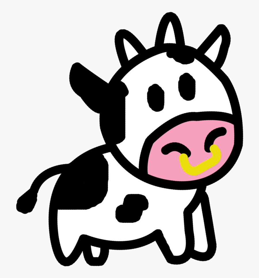 Cow Clipart Easy - Cow Cute Cartoon Drawing, Transparent Clipart
