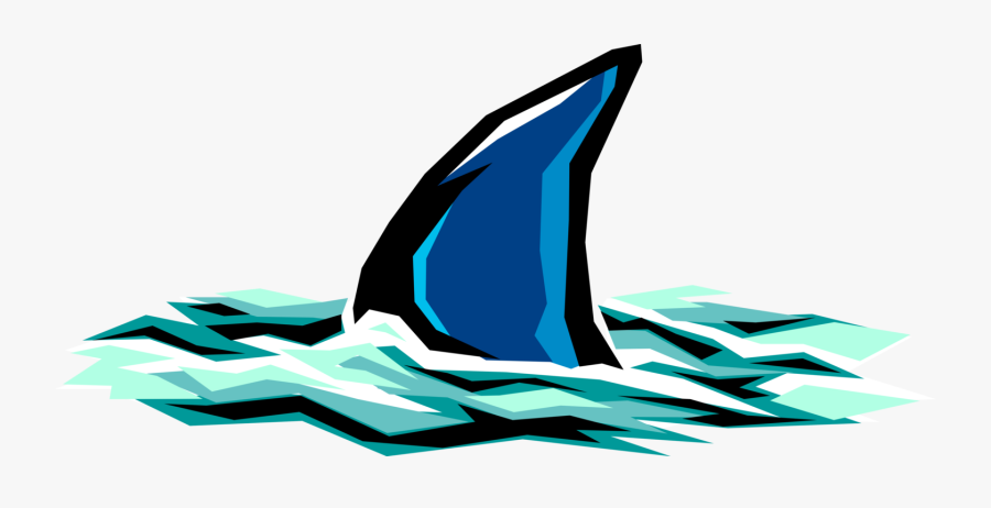 Vector Illustration Of Marine Predator Shark Fin Breaks, Transparent Clipart