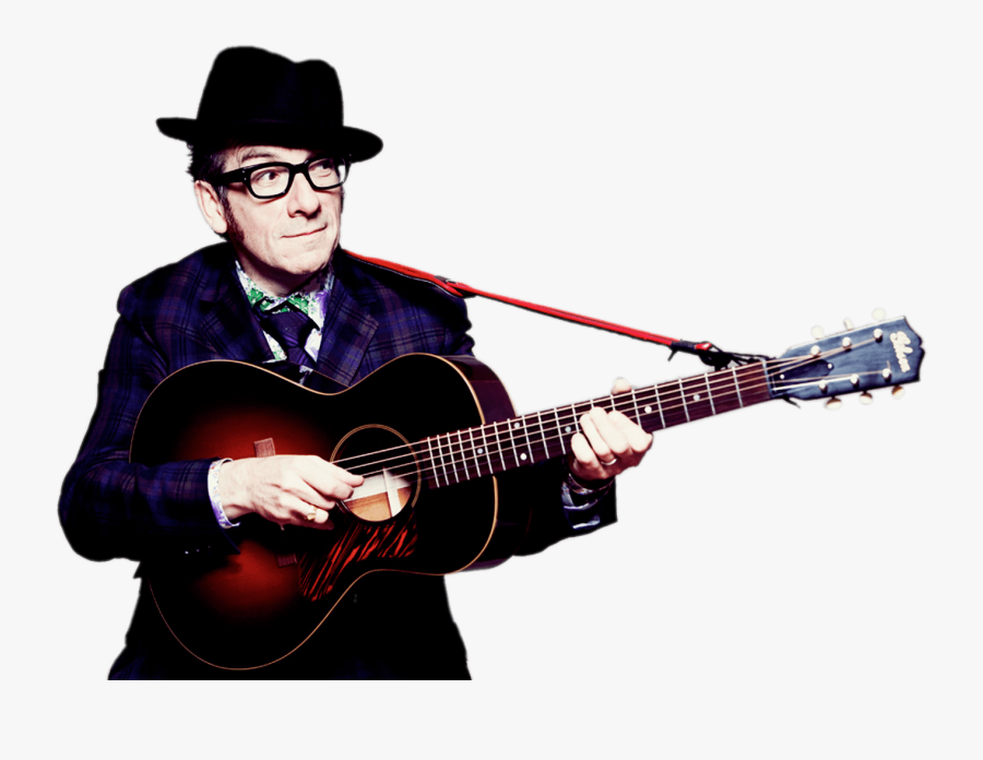 Elvis Costello Holding His Guitar - Elvis Costello Guitar, Transparent Clipart