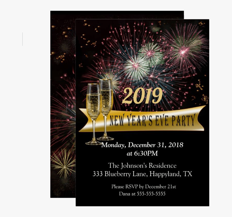 New Year"s Eve Fireworks Party Invitation - New Year Fireworks Invitation, Transparent Clipart