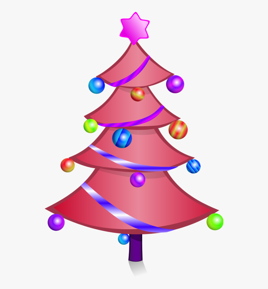 Cartoon Pink Christmas Tree Character - Christmas Tree Drawing Png, Transparent Clipart