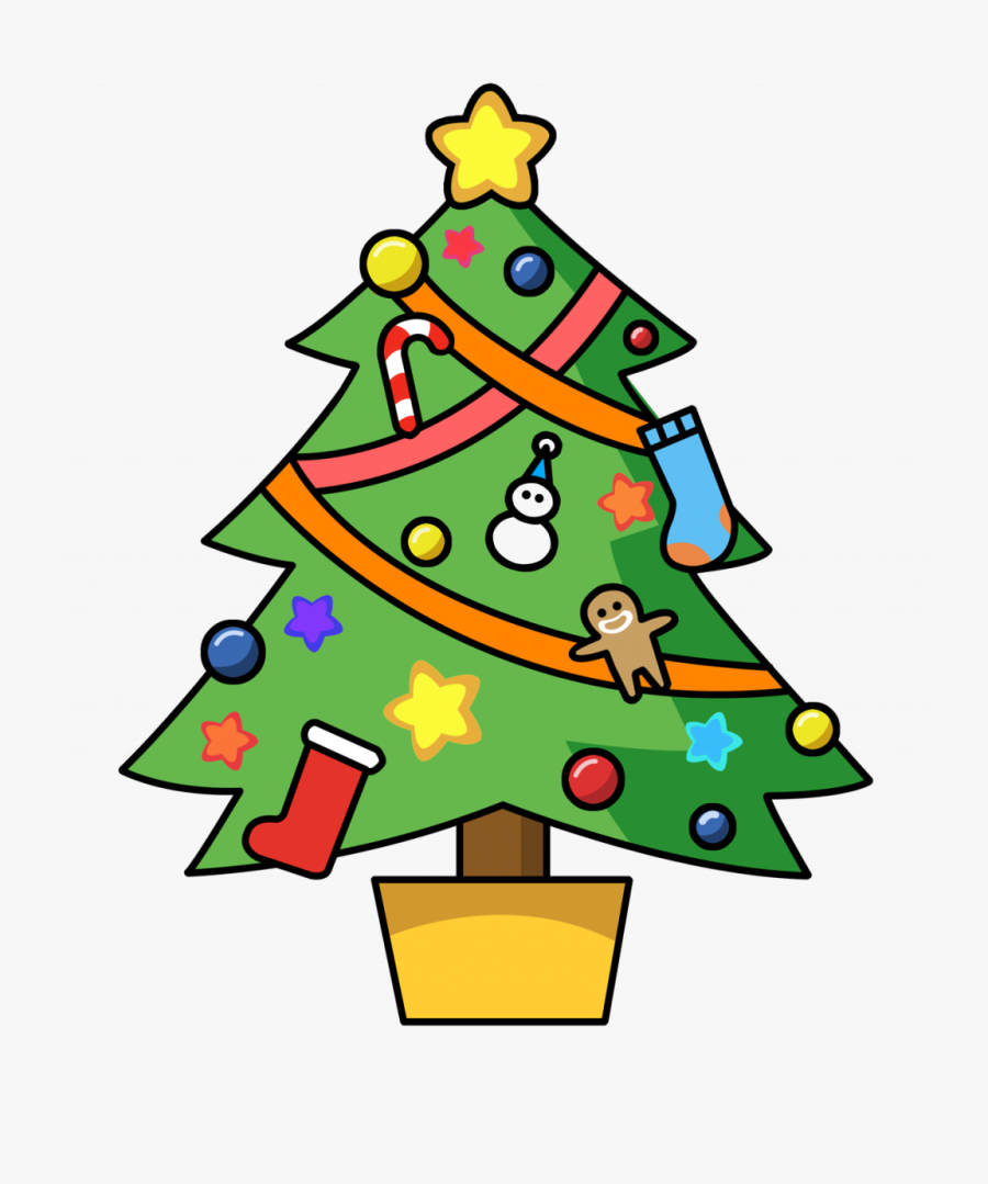 Christmas Tree Clipart Ornament Banner - Christmas Tree Cartoon Png, Transparent Clipart