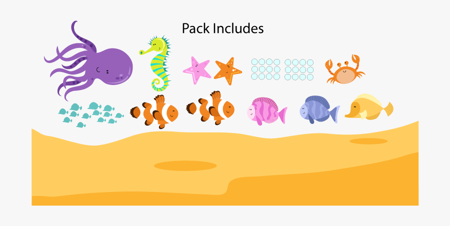 Underwater Wall Decal Pack - Underwater Sand Cartoon Png, Transparent Clipart