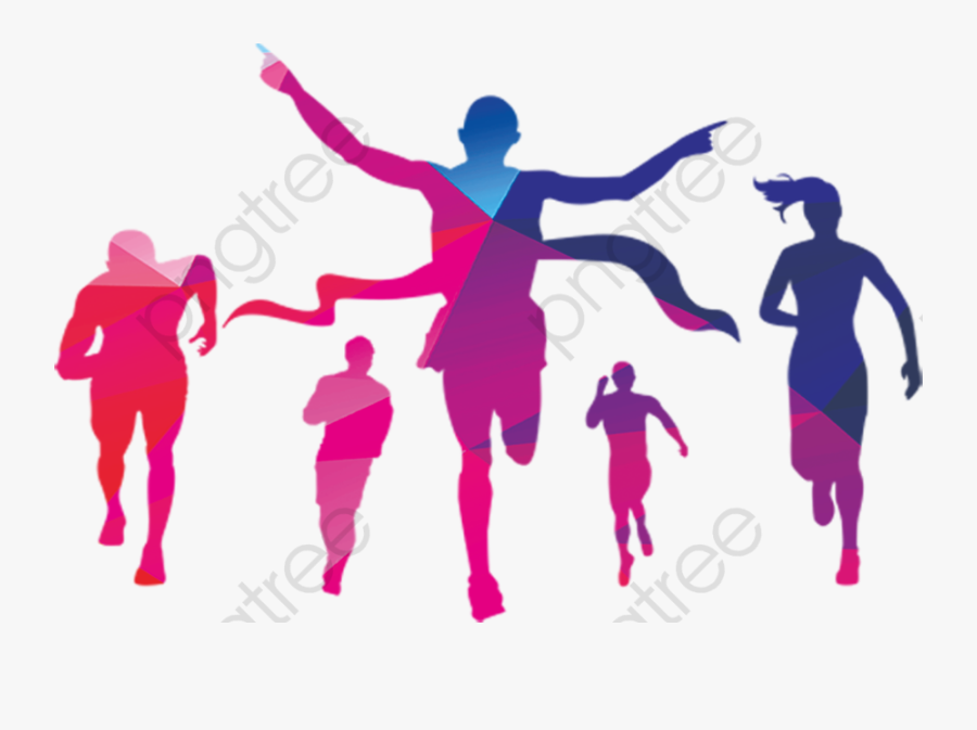 Fitness Clipart Running - Crossing The Finish Line Cartoon, Transparent Clipart