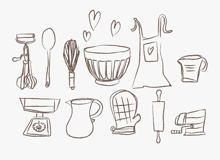 Clip Art Kitchen Utensils Drawing - Kitchen Supplies Drawing, Transparent Clipart