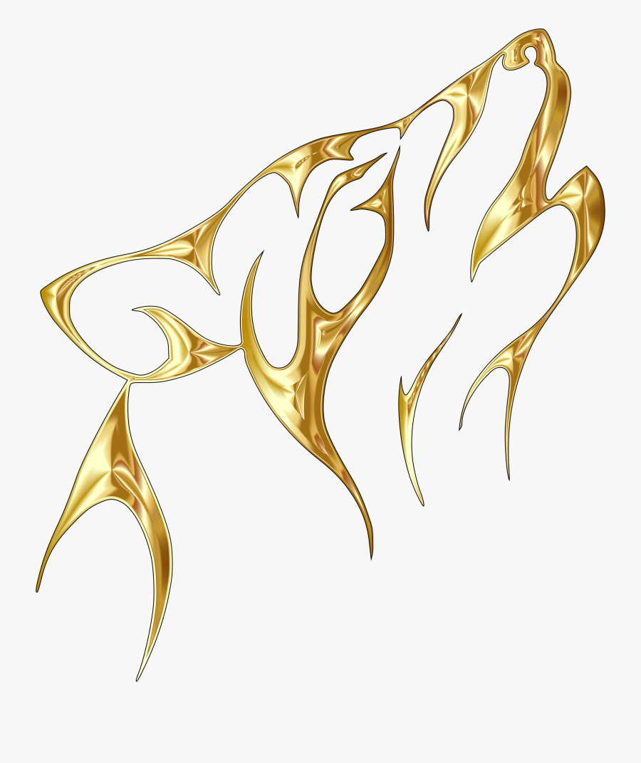 Gold Tribal No Background - Golden Wolf Logo Png, Transparent Clipart