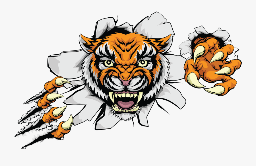 Head Ferocious Color Car Tiger Euclidean Vector Clipart - Tiger Bursting Through Wall, Transparent Clipart