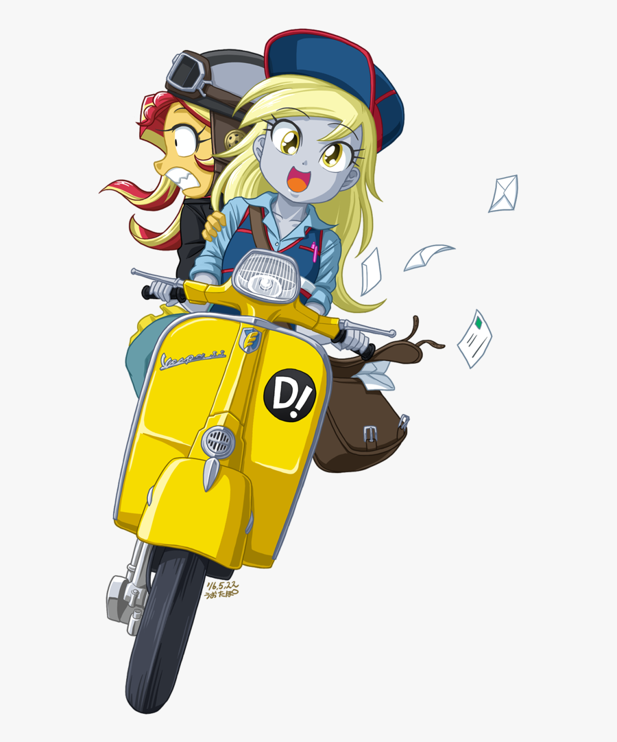Transparent Free Scooter Clipart - Derpy Hooves And Sunset Shimmer, Transparent Clipart