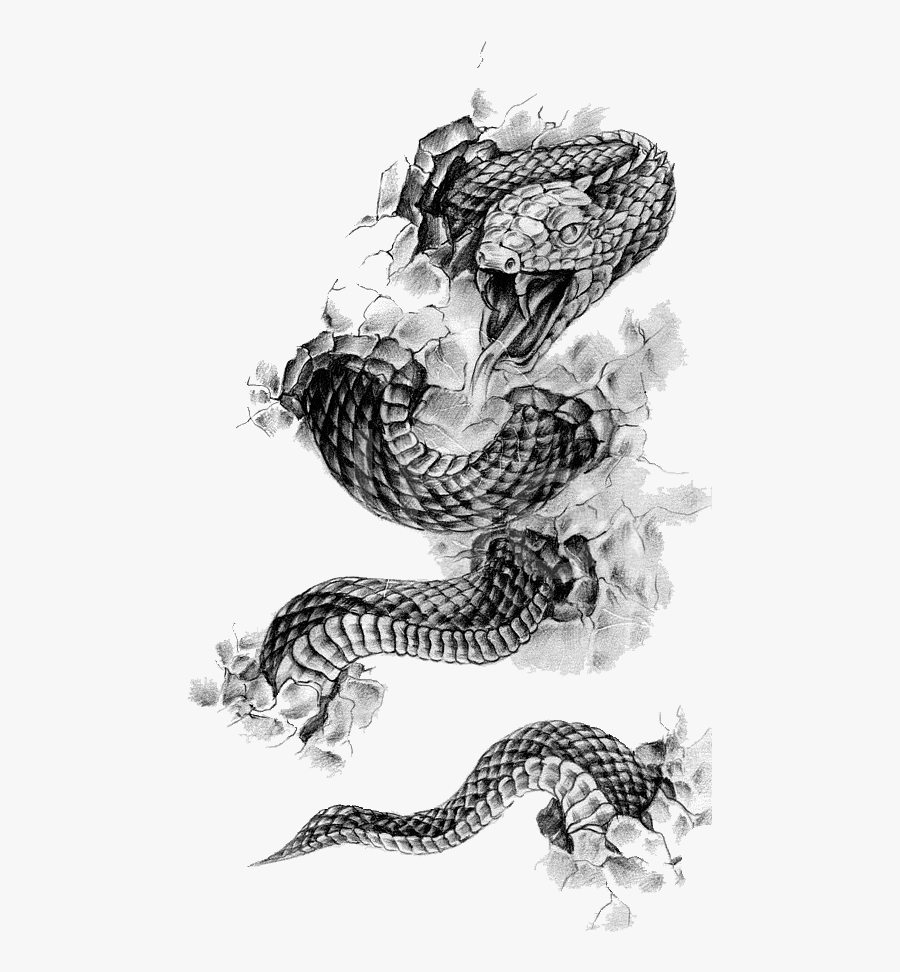 Tattoo Flash Rattlesnake Snake Black And Gray Free - Snake Black And White Png, Transparent Clipart