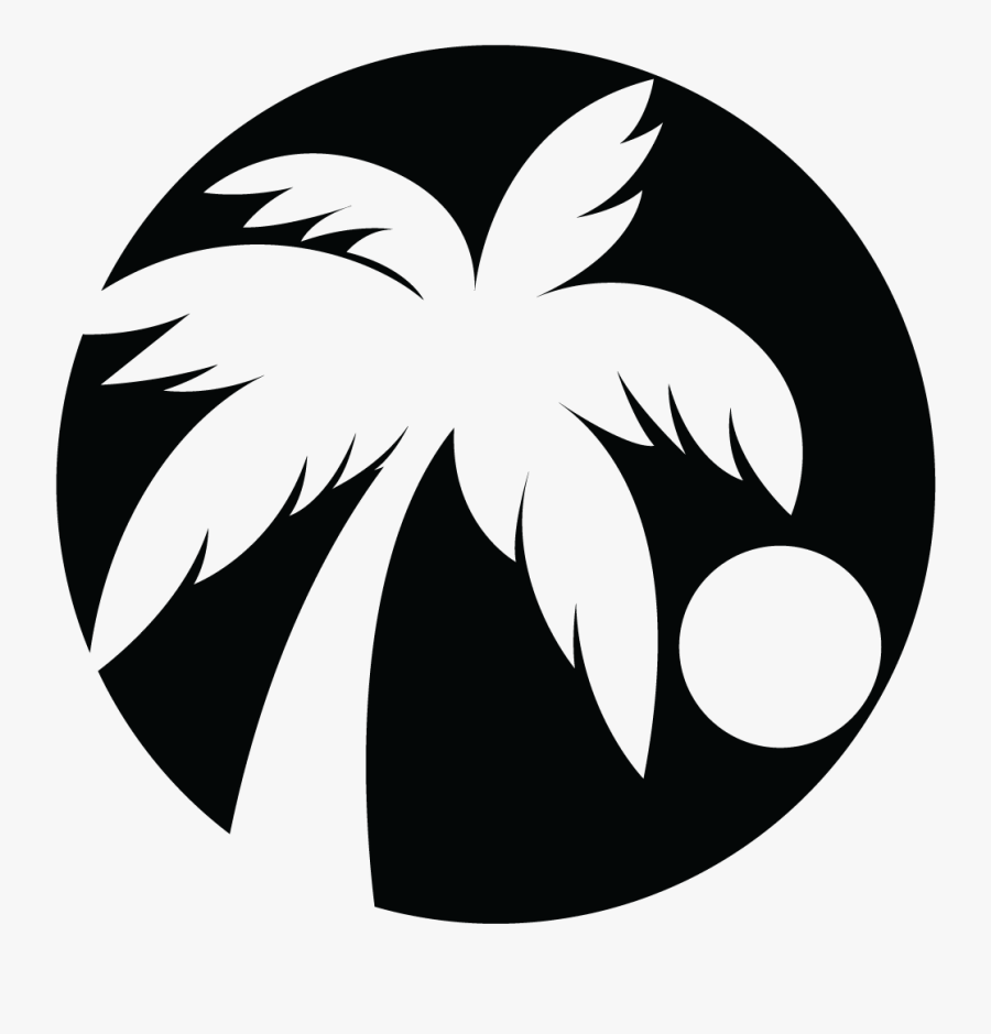 Palm Tree Moon Over Miami - Palm Tree Cartoon Black, Transparent Clipart