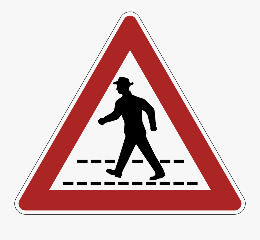 Germany, Pedestrian Crossing, Danger, Warning Clipart - Pedestrians In Road Ahead Sign, Transparent Clipart