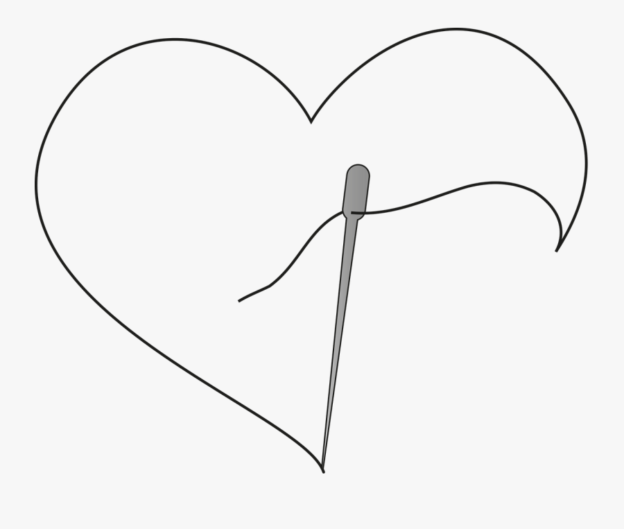 Heart Pin Sew Png Image - Needle And Thread Png, Transparent Clipart