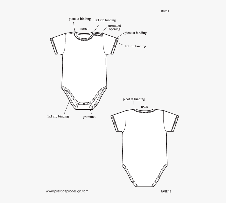 Pajamas Clipart Baby Romper - Onesie Front And Back Template, Transparent Clipart
