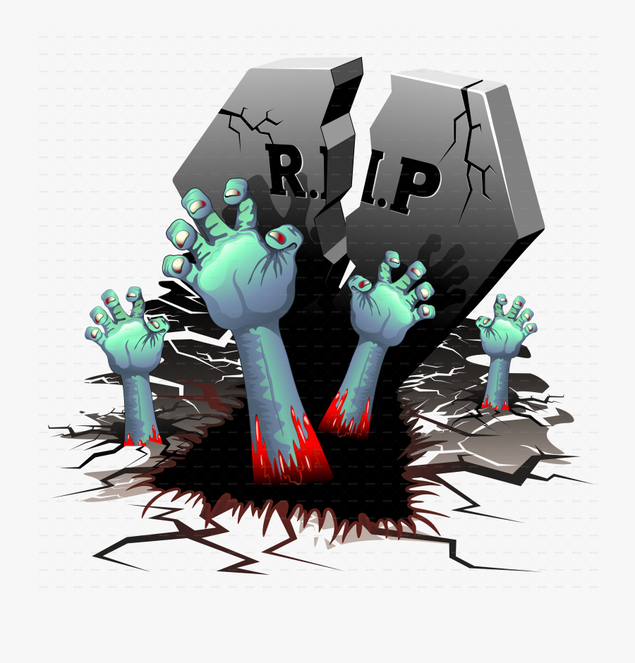 Gravestone Clipart Zombie - Cartoon Zombie Hands Png, Transparent Clipart