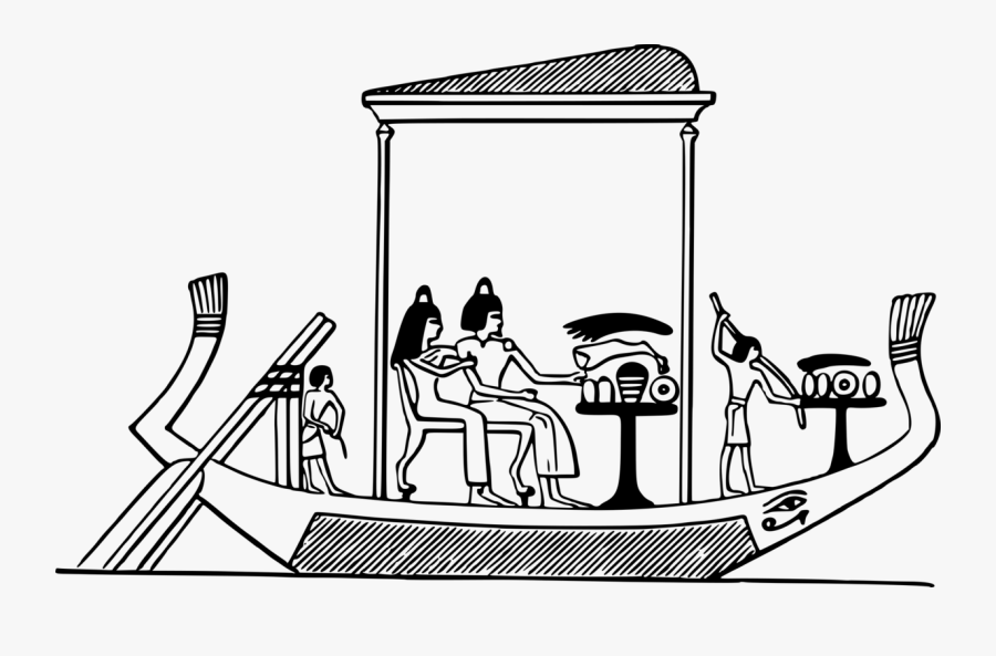 Line Art,recreation,art - Ancient Egypt Boats Drawing, Transparent Clipart
