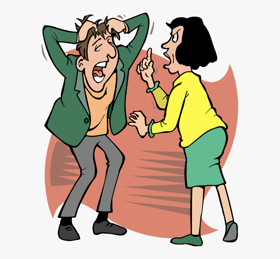 Pictures Of Husband And Wife Fighting - Husband Wife Fight Cartoon, Transparent Clipart