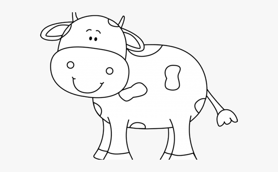 Transparent Cow Clipart Black And White - Cow Cartoon Coloring Page, Transparent Clipart