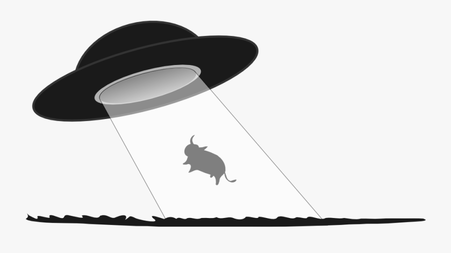 Cow Abduction Black White Line Art Coloring Book Colouring - Ufo Black And White Clip Art, Transparent Clipart