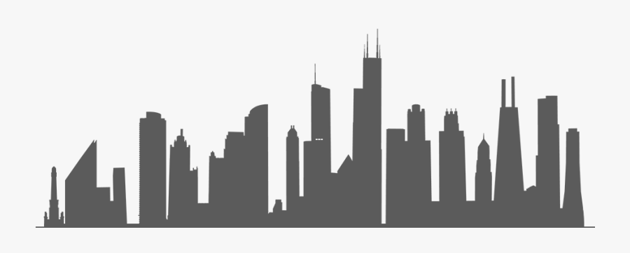 Chicago Skyline Black And White Outline, Transparent Clipart