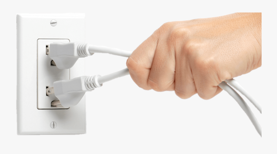 Hand Unplugging Plugs - Cutting Down On Energy Use, Transparent Clipart