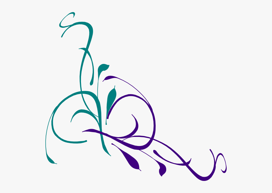Transparent Floral Vector Png - Teal And Purple Swirls, Transparent Clipart