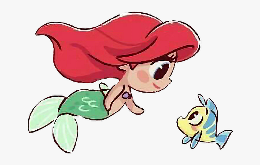 Transparent Ariel And Flounder Clipart - Chibi Ariel And Flounder, Transparent Clipart