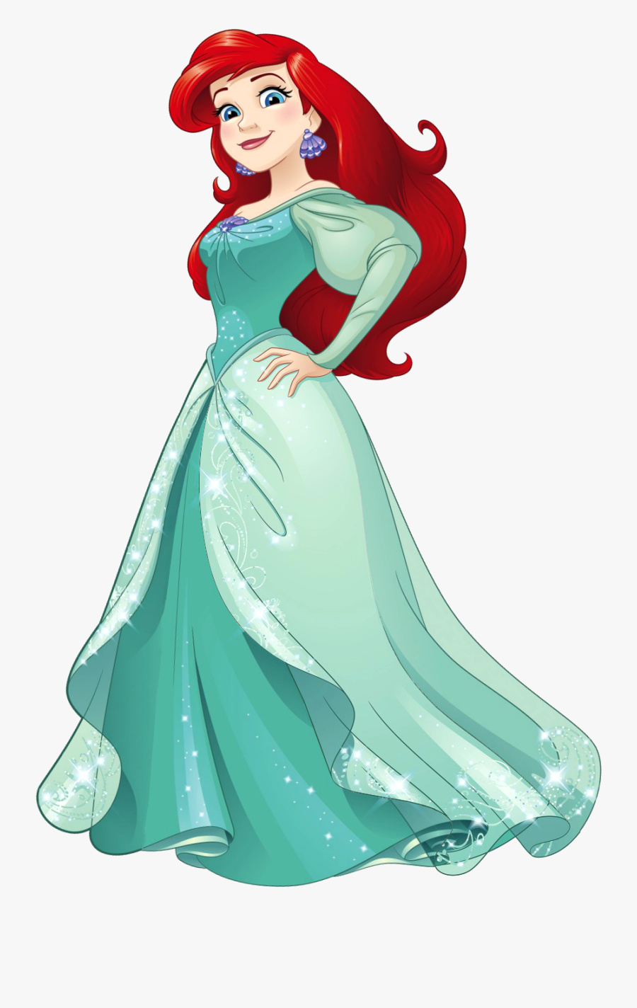 In Her Turquoise Dress - Little Mermaid Princess Ariel, Transparent Clipart