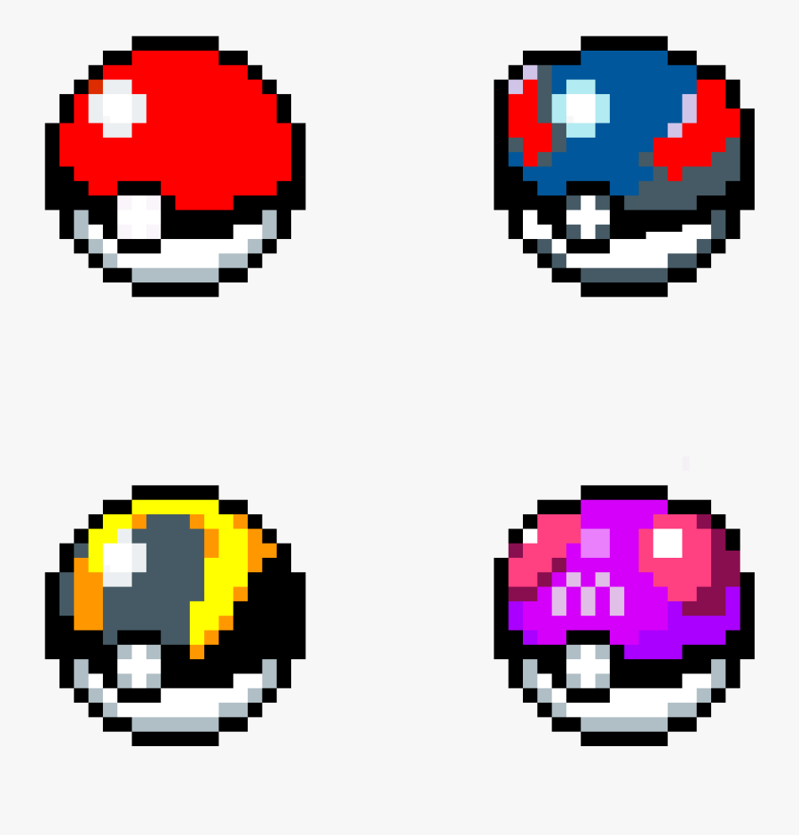 Pokeballs In Catching Rate Order Gen - Pokemon Master Ball Pixel Art, Transparent Clipart