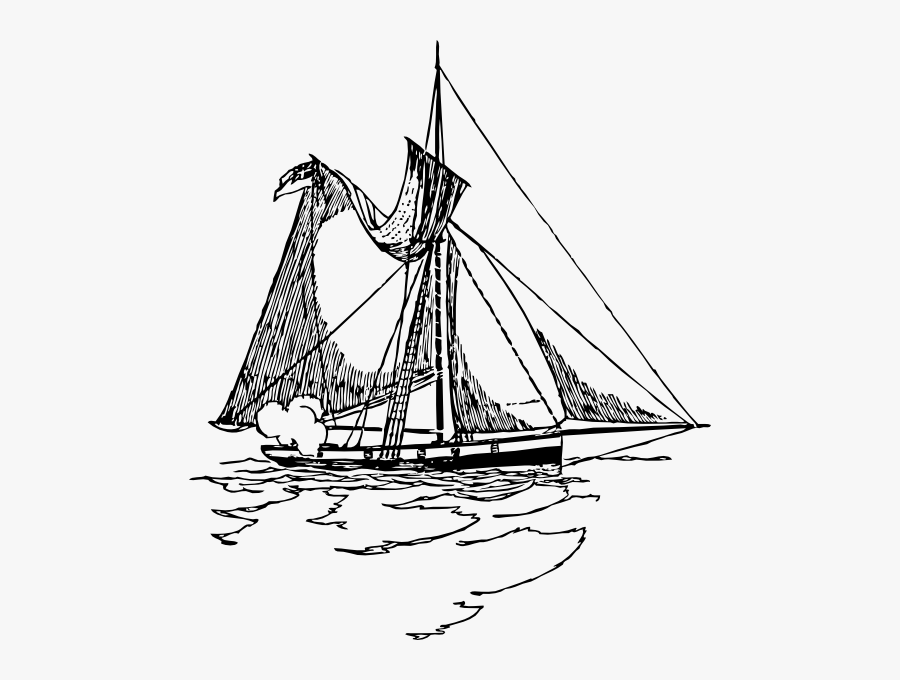 Ship With Torn Sails, Transparent Clipart