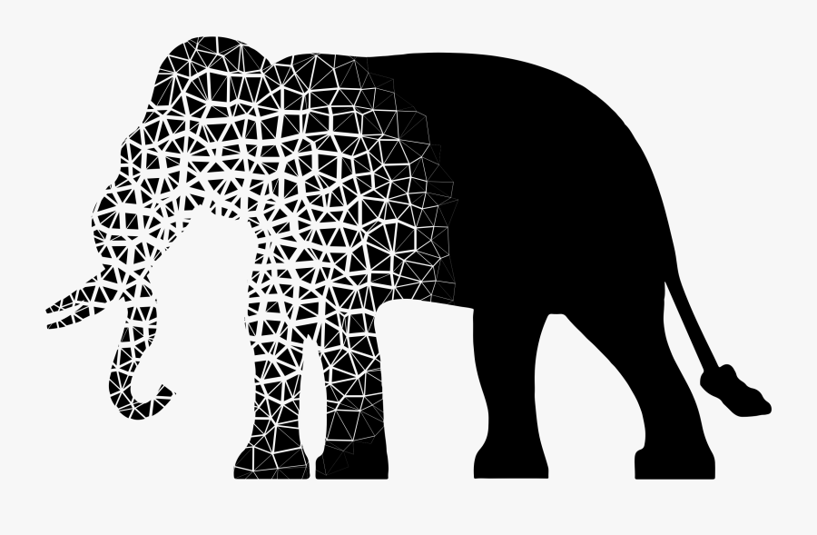 Art,monochrome Photography,monochrome - Black And White Elephant Silhouette, Transparent Clipart