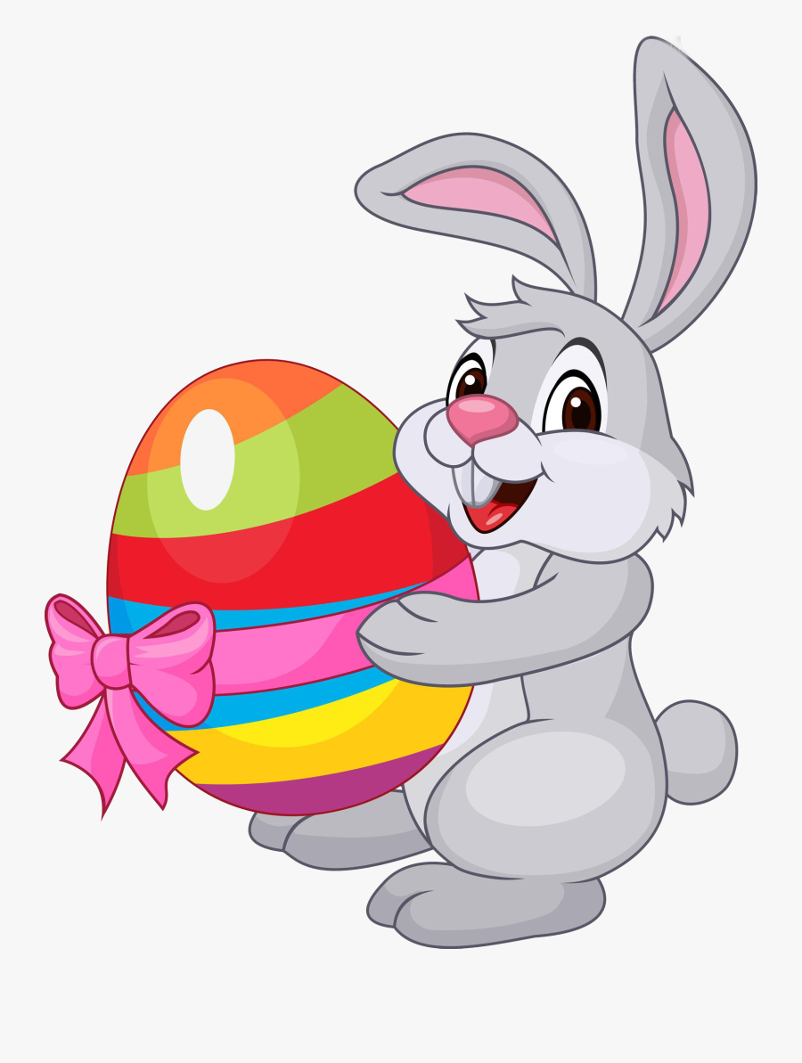 Transparent Easter Bunny Png - Easter Bunny With Egg Clipart, Transparent Clipart