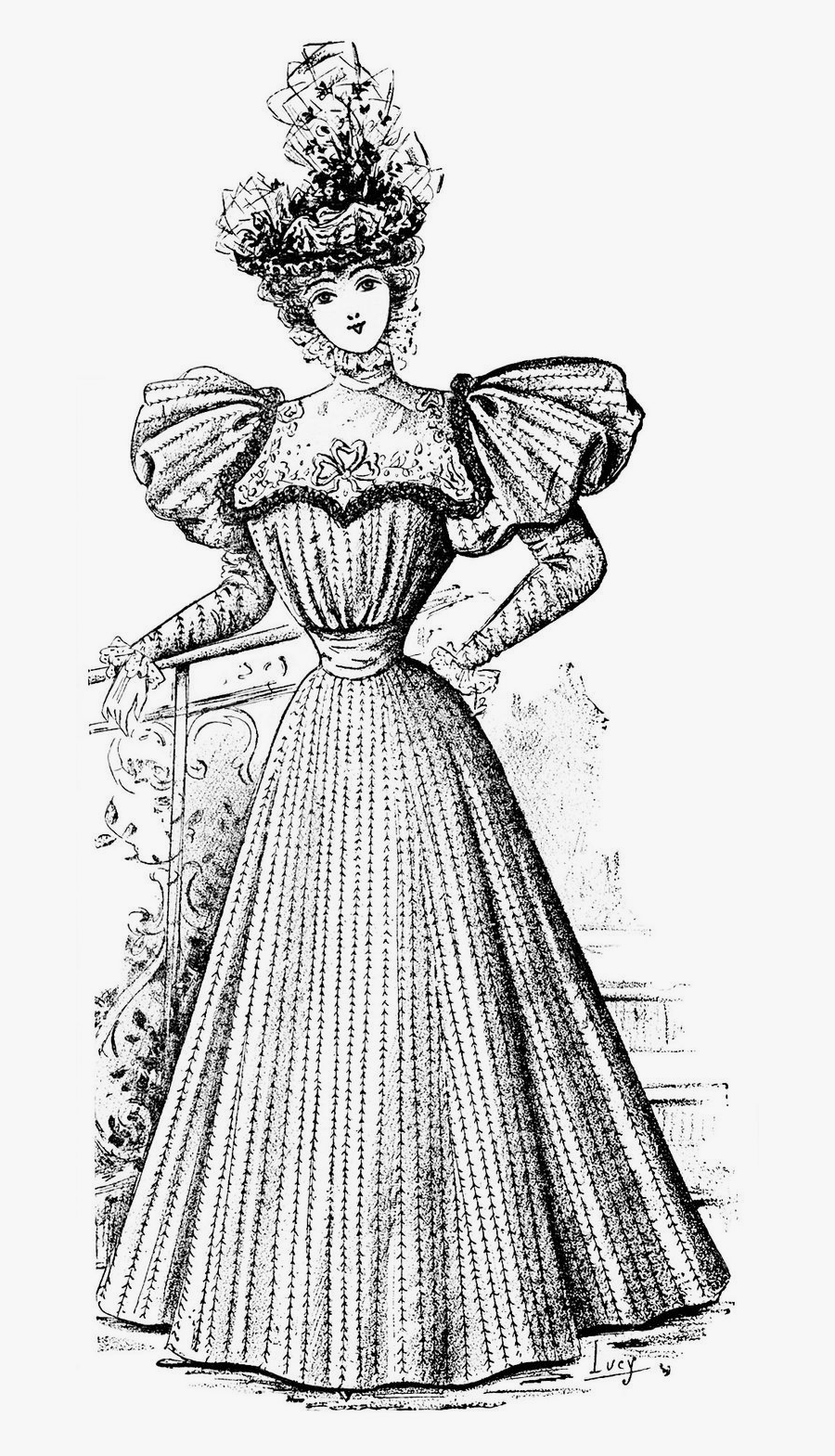 Fashion Clipart Cloth Design - Victorian Women Transparent Background, Transparent Clipart