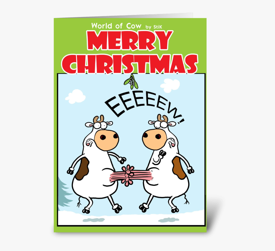 Ewww Cow Christmas Card, Transparent Clipart