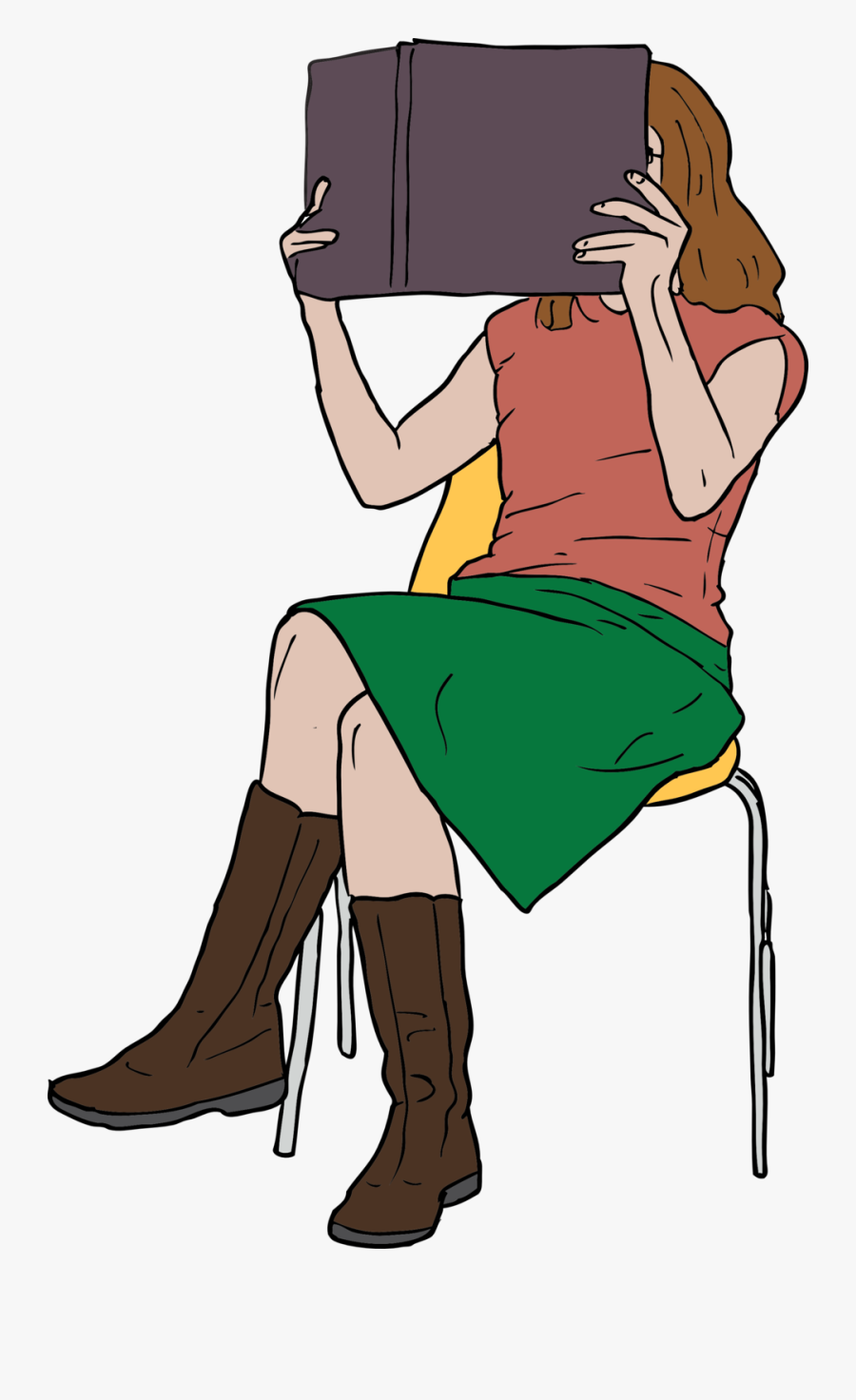 Woman Reading Book While - Girl Reading Clip Art, Transparent Clipart