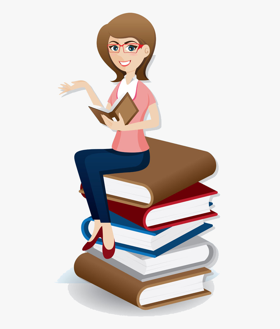 Professional Clipart Professional Girl - Cartoon Woman With Book, Transparent Clipart