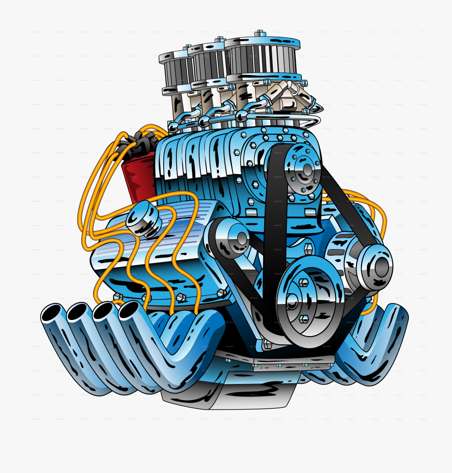 Car Engine Png - Hot Rod Engine Cartoon, Transparent Clipart