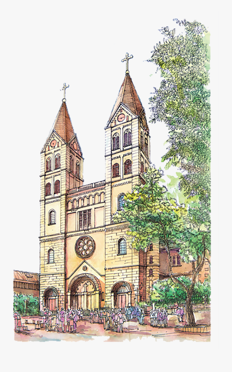 Europe Catholic Material Watercolor Architecture Church - Church Watercolor, Transparent Clipart