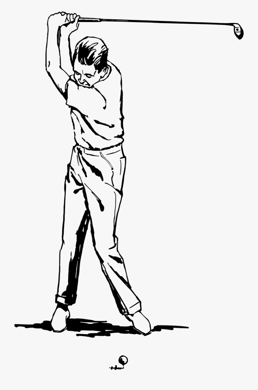 Transparent Golf Club Clipart Black And White - Male Golfer Clip Art, Transparent Clipart