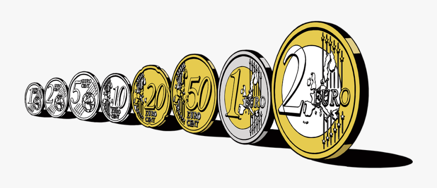 Europe, Money, Coins, Exchange, One, Two, European - Clip Art Euro Money, Transparent Clipart
