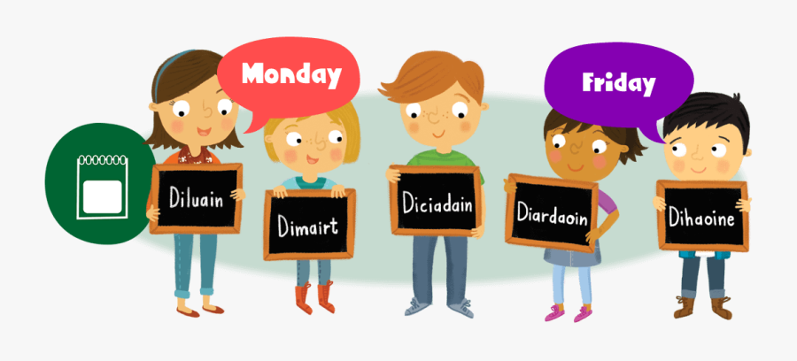 Clip Art Days Of The Week Clipart - Gaelic Days Of The Week, Transparent Clipart